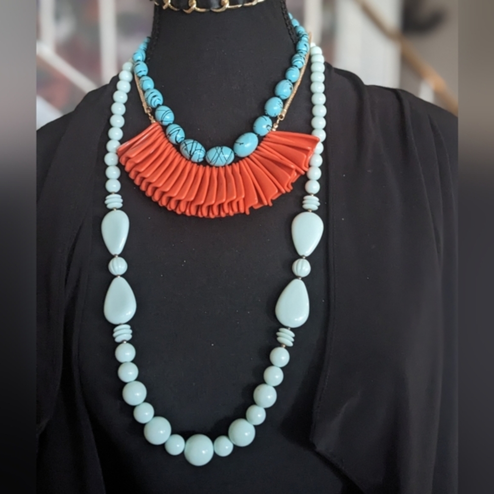 Vintage Necklace Lot, Mika Coral Color, Turquoise Awesome Bundle